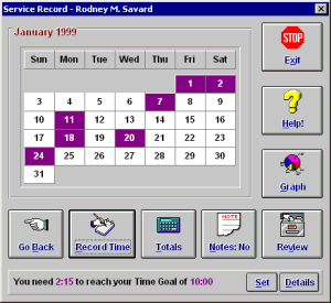 Service Record Screen Shot